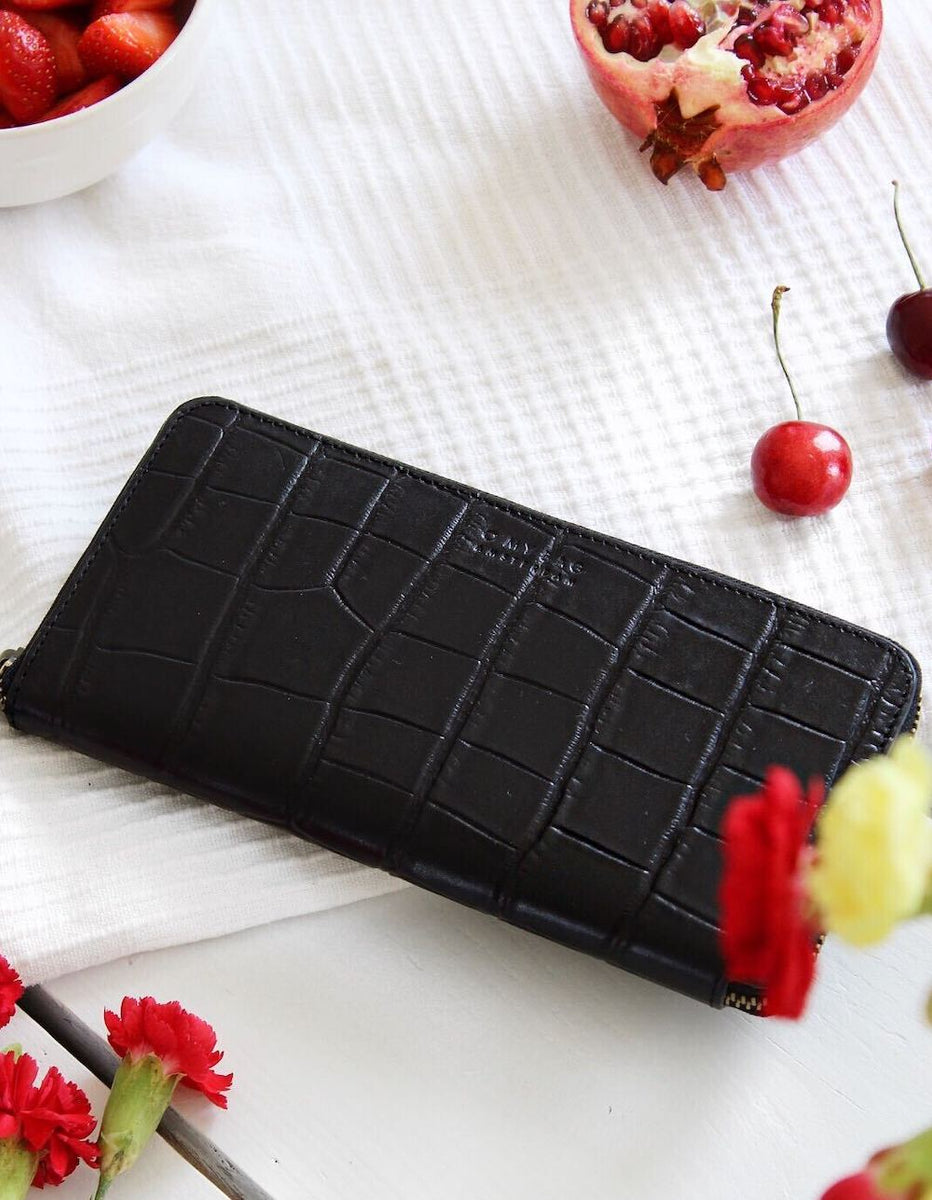 O My Bag Sonny Wallet Black Croco Classic Leather EcoTwenty