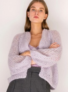 Airy Mohair Bomber Cardigan- Lilac