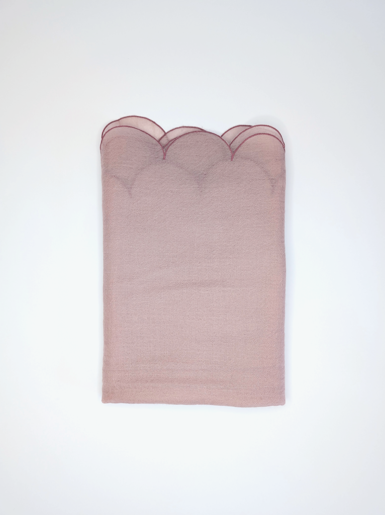 Pink 100% Cashmere Scarf- Lightweight with Scallop Edge