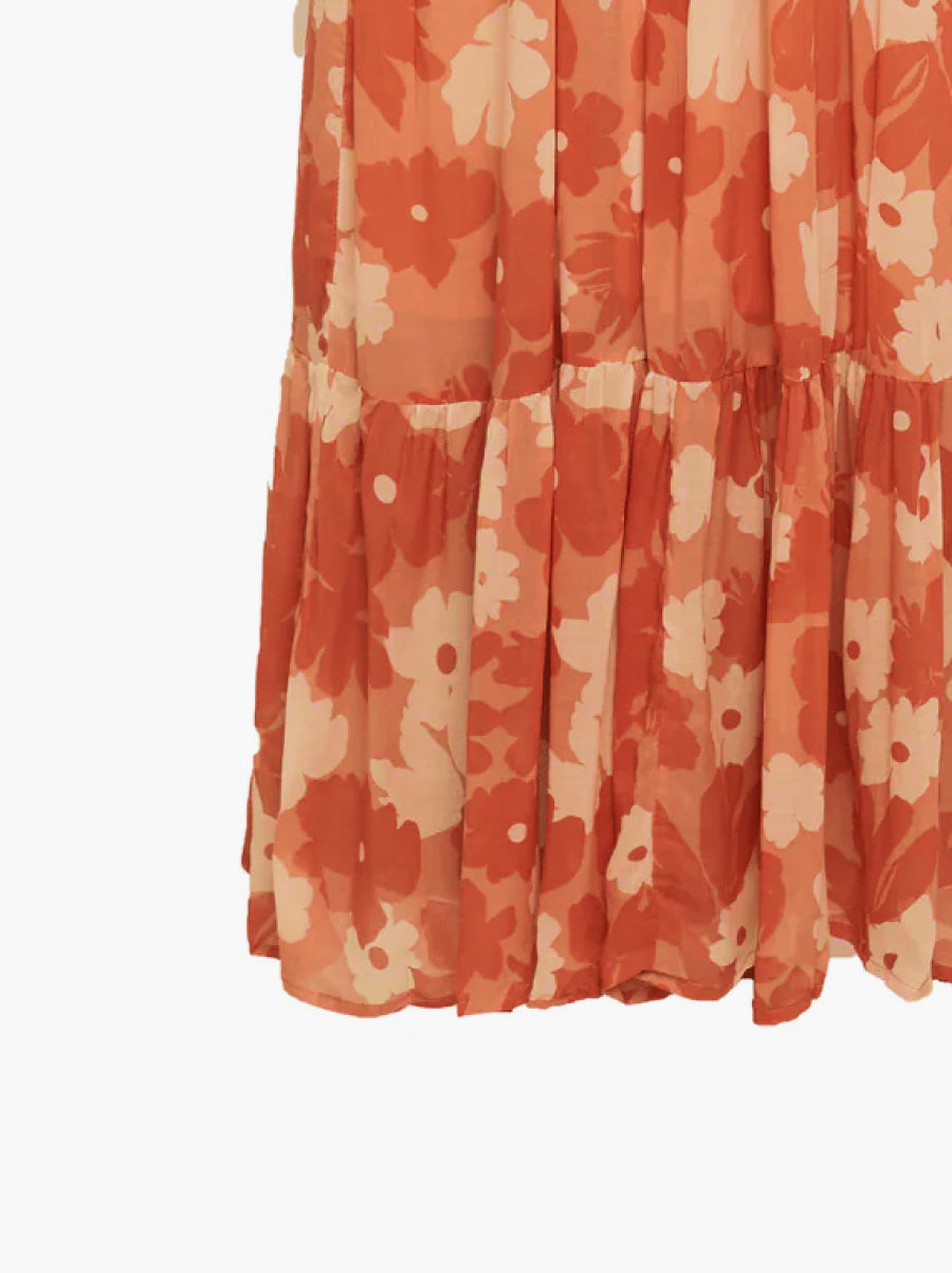 70s Style Brown Floral Lenzing EcoVero Maxi Dress