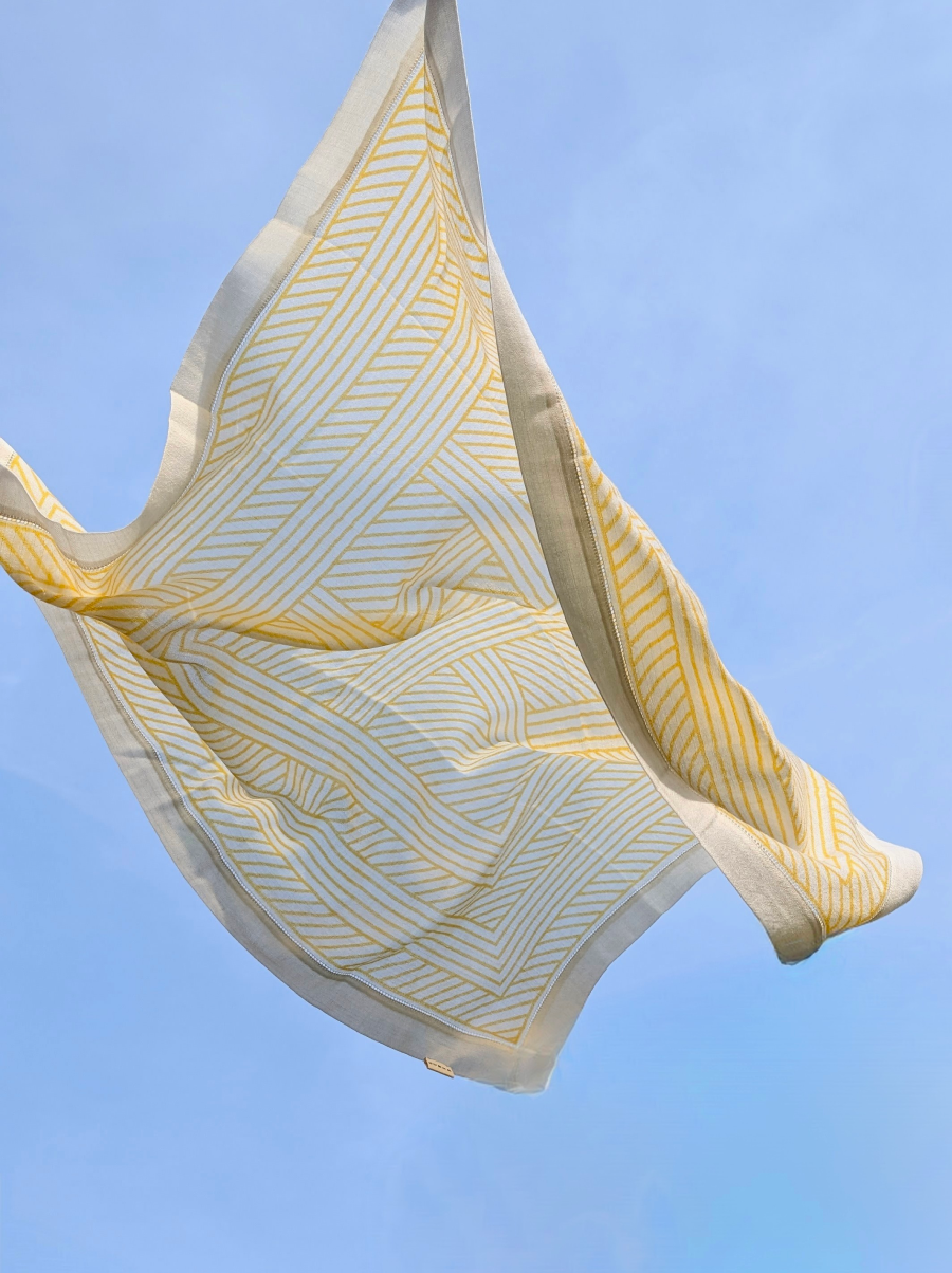 Yellow Geometric Cashmere Scarf