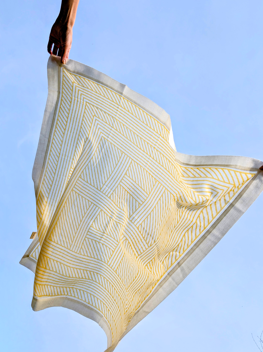 Yellow Geometric Cashmere Scarf