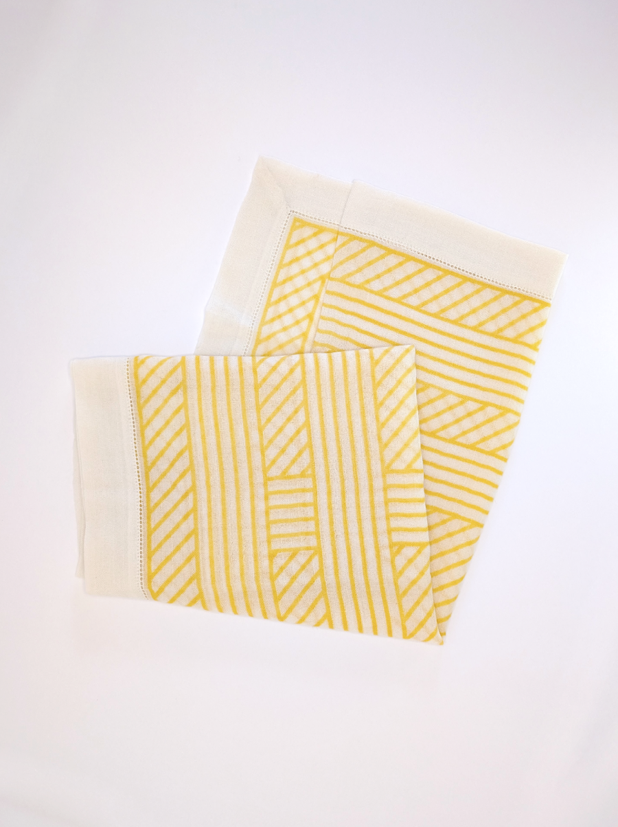 Yellow Geometric Cashmere Scarf