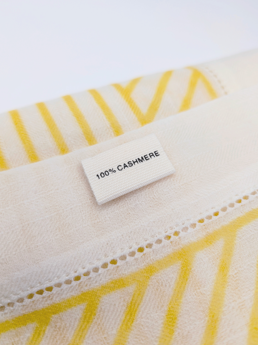 Yellow Geometric Cashmere Scarf