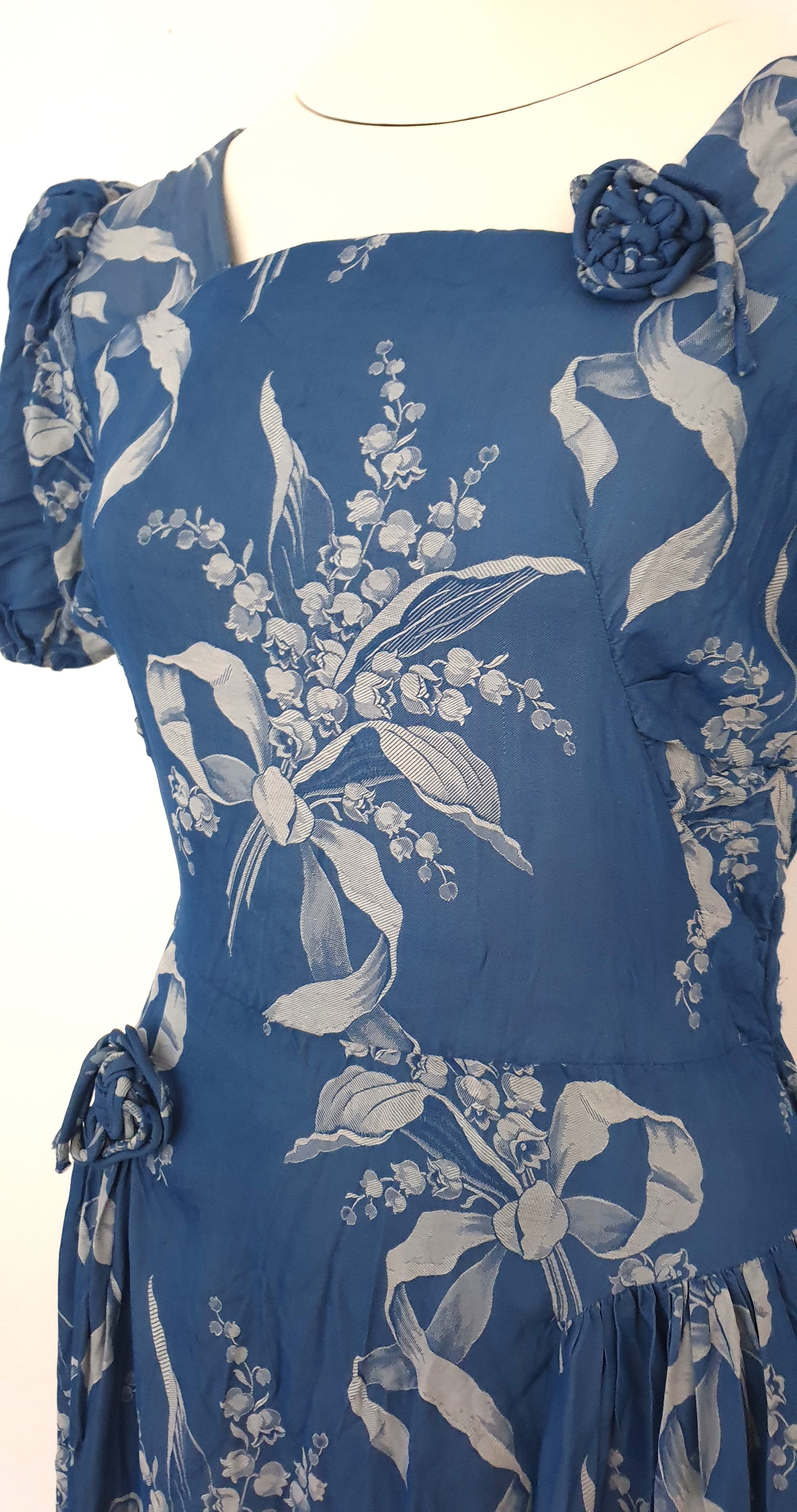 Vintage Blue Floral Boutique Maxi Dress