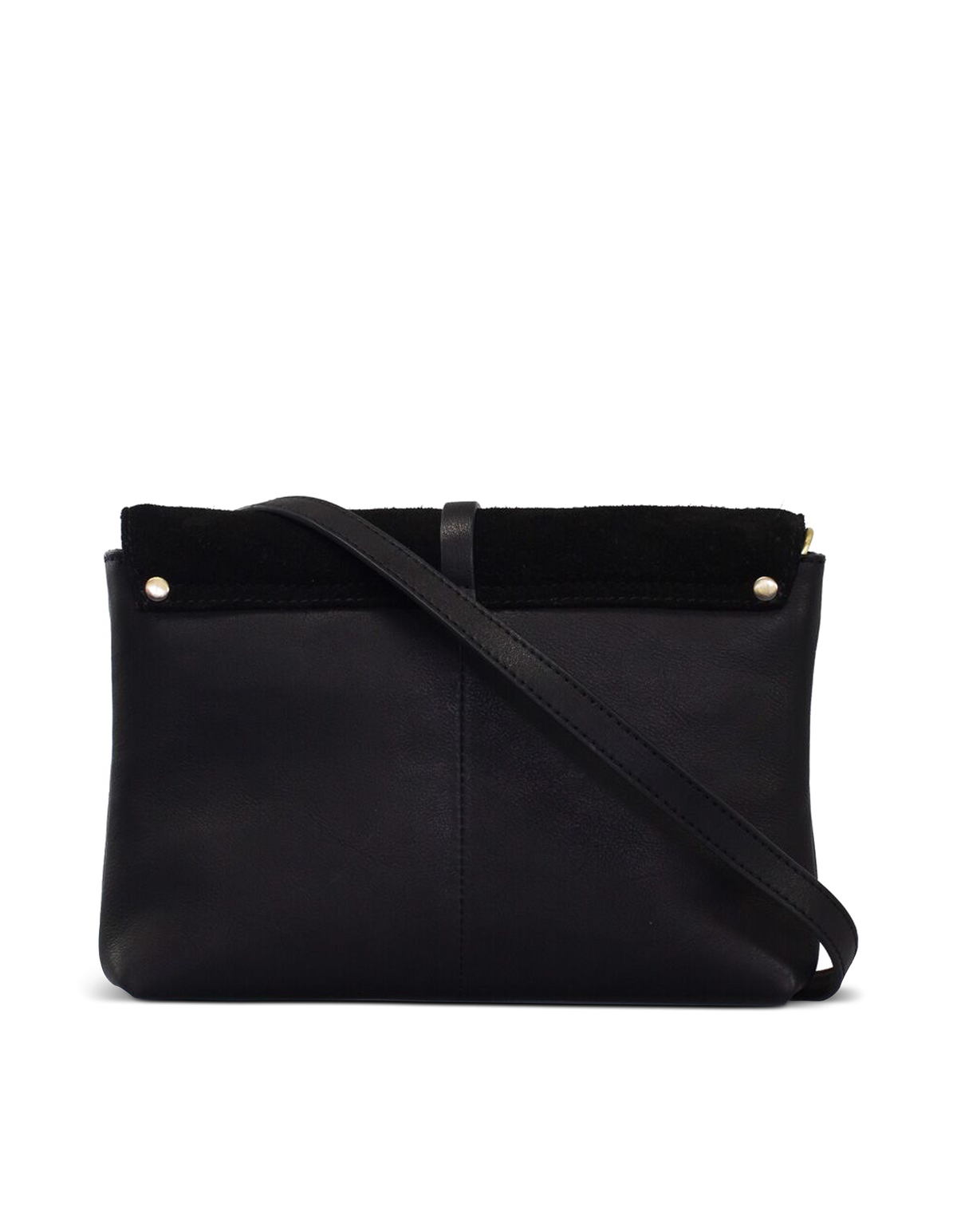 Ella Black Midi Small suede & leather crossbody bag
