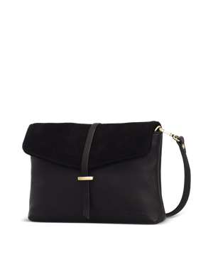 Ella Black Midi Small suede & leather crossbody bag