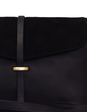 Ella Black Midi Small suede & leather crossbody bag