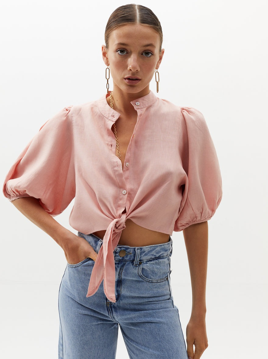 Light Pink Organic Linen Top