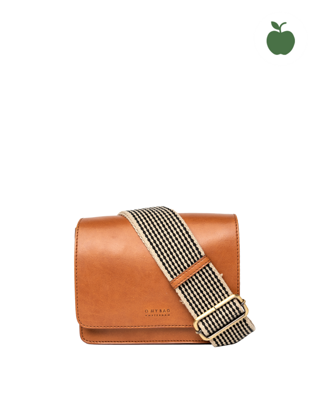 O My Bag  Audrey Mini - Cognac Apple Leather Checkered Strap