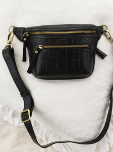 Black Leather Bum Bag