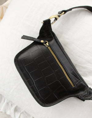 Black Leather Bum Bag