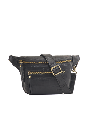 O My Bag Beck's Bum Bag - Black Croco Leather