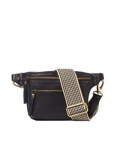 O My Bag Beck's Bum Bag - Black Apple Leather Checkered Strap