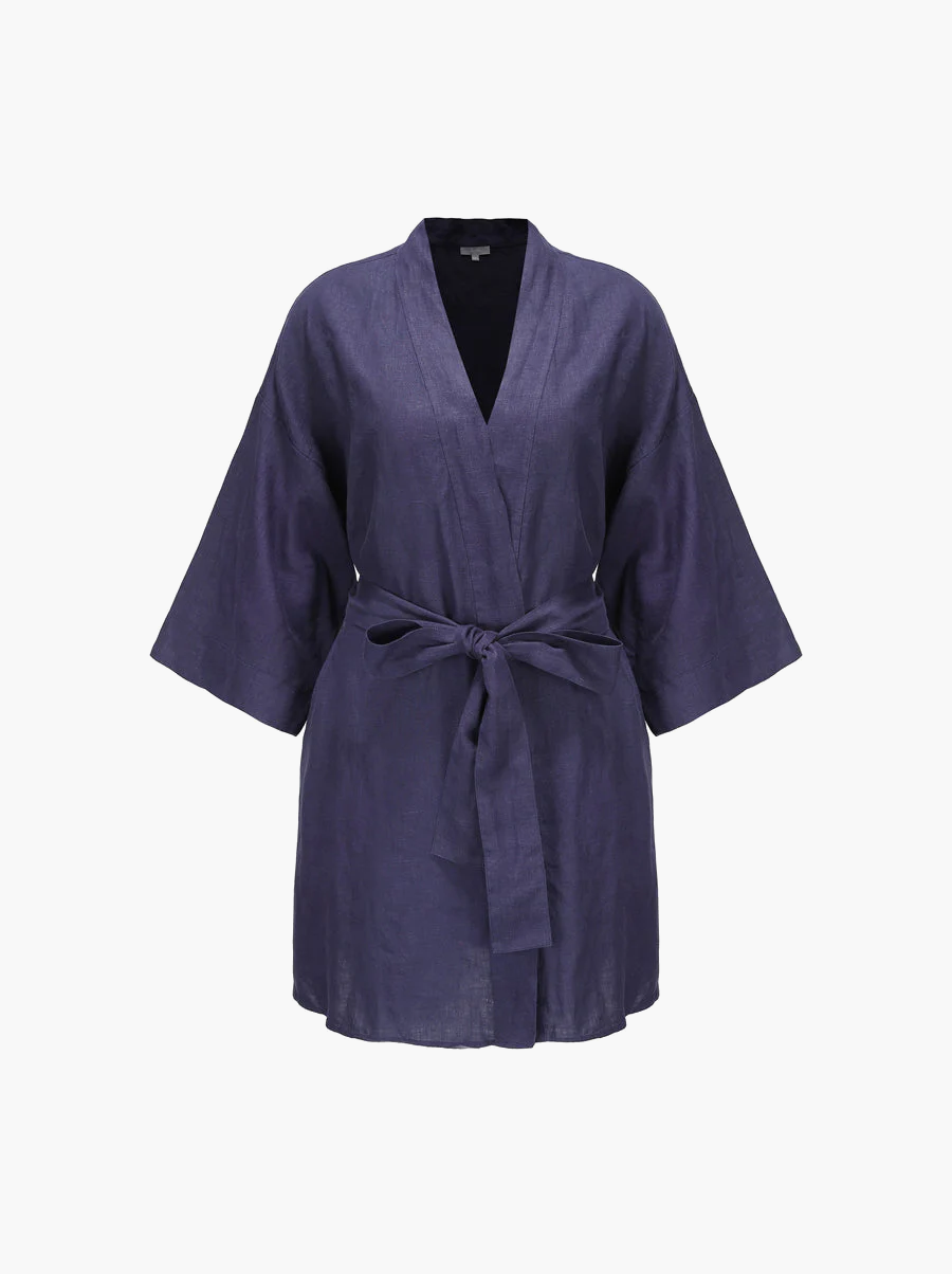 Navy Organic Linen Kimono