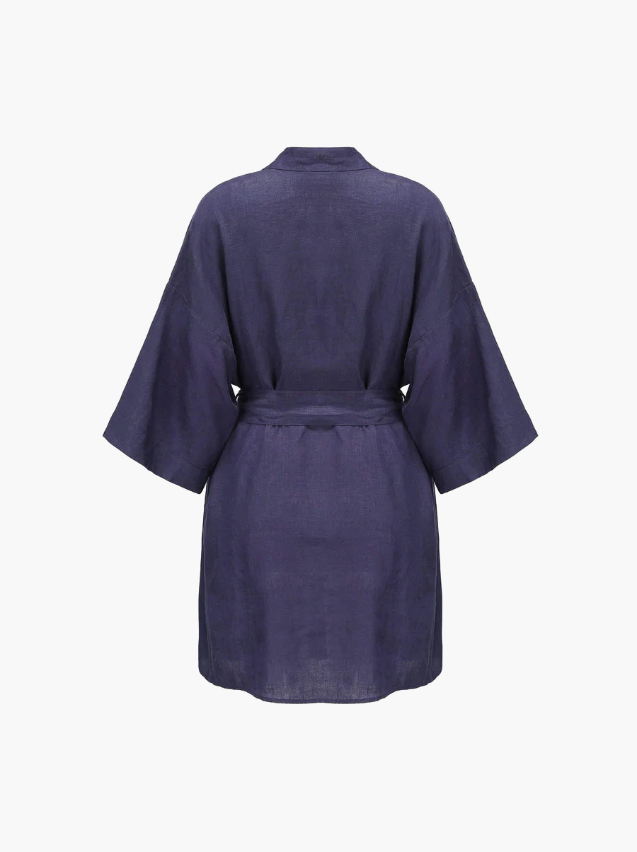 Navy Organic Linen Kimono