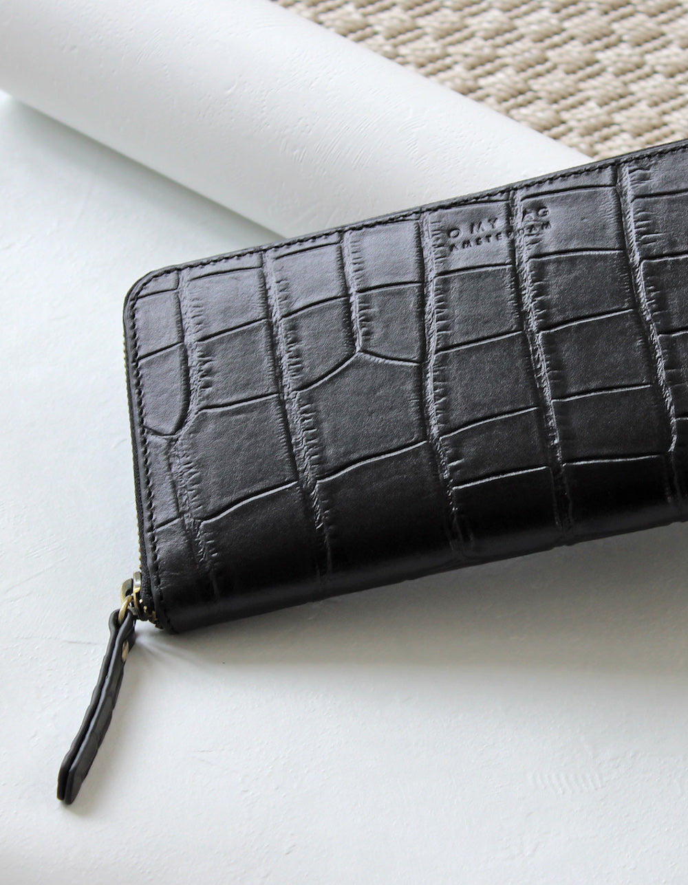 O My Bag Sonny Wallet - Black Croco Classic Leather